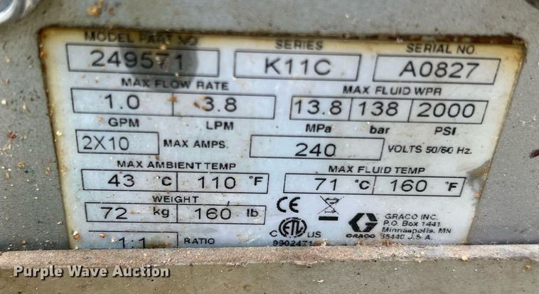 image for item II9126 Graco E10  spray foam machine