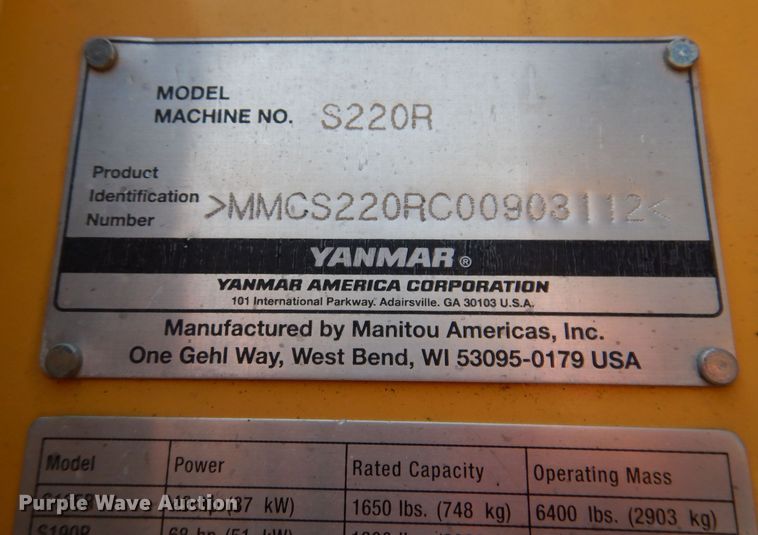 image for item JO9158 2012 Yanmar S220R  skid steer loader