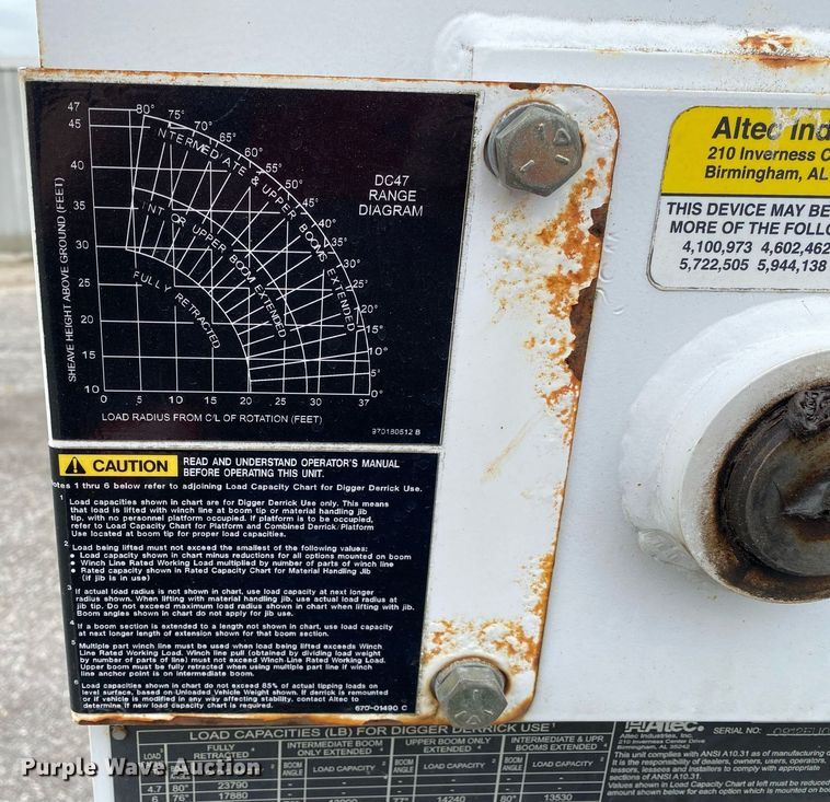 image for item KB9431 2013 International 7300 SFA  digger derrick truck