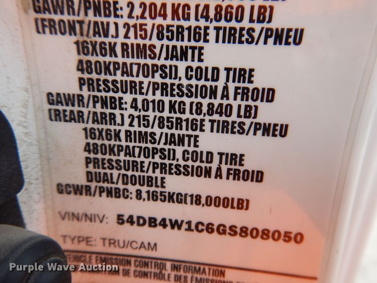 image for item KN9965 2016 Isuzu NPR  street sweeper truck