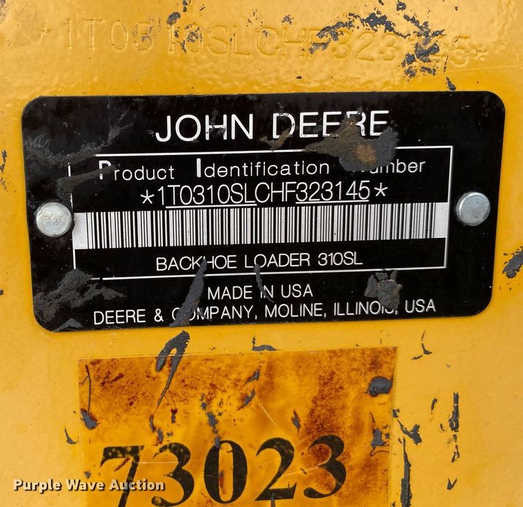 image for item KW9258 2018 John Deere 310SL  backhoe