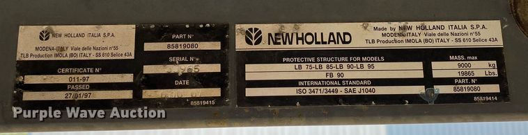 image for item KW9259 2002 New Holland LB75B  backhoe