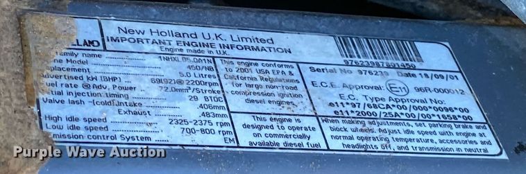 image for item KW9259 2002 New Holland LB75B  backhoe