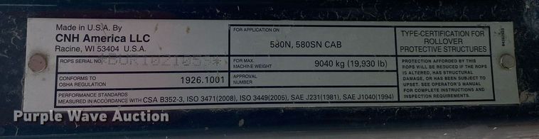 image for item KW9261 2016 Case 580 Super N  backhoe