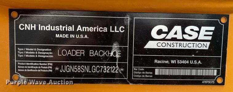 image for item KW9261 2016 Case 580 Super N  backhoe