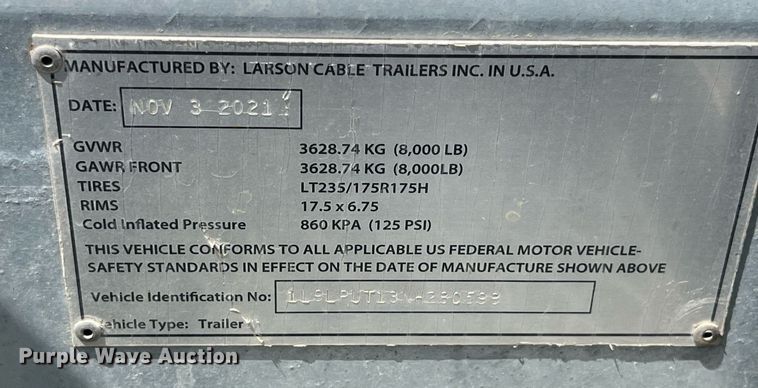 image for item LA9962 2022 Larson 5620  reel trailer