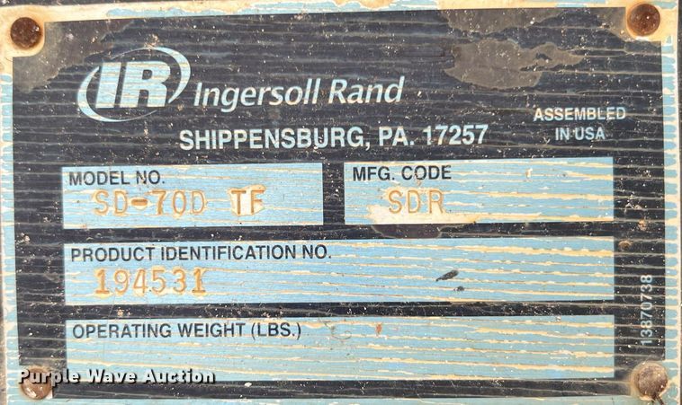 image for item LG9184 2007 Ingersoll Rand SD70D TF  single drum roller