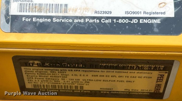 image for item LI9722 2014 John Deere 130G  excavator