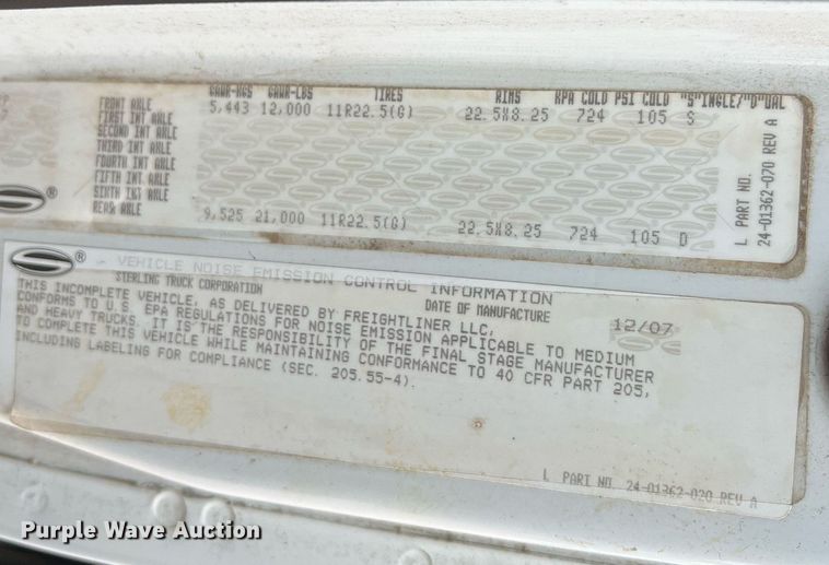 image for item LI9725 2008 Sterling Acterra  flatbed truck with fluid mixing system