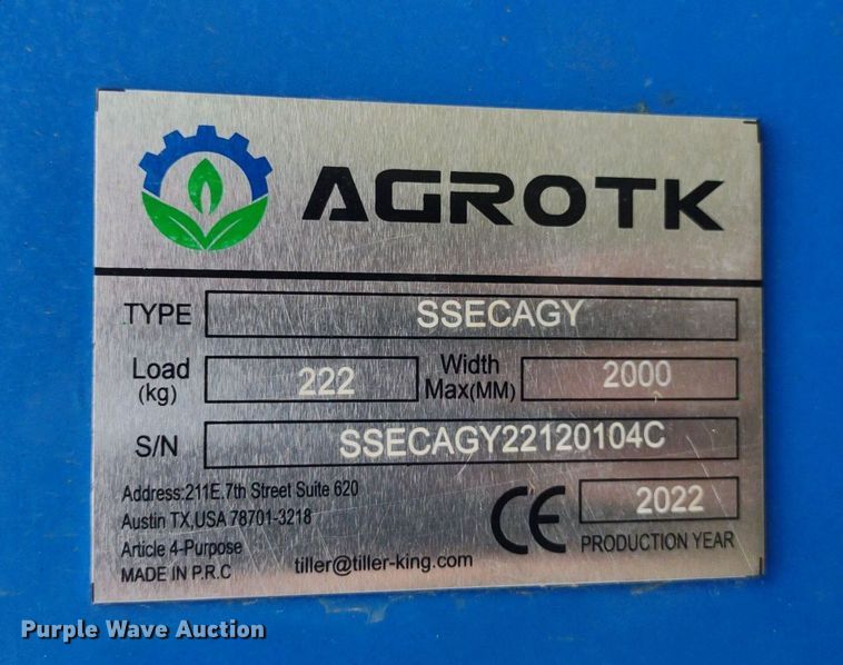 image for item LL9149 2022 Agrotk SSECAGY  skid steer auger