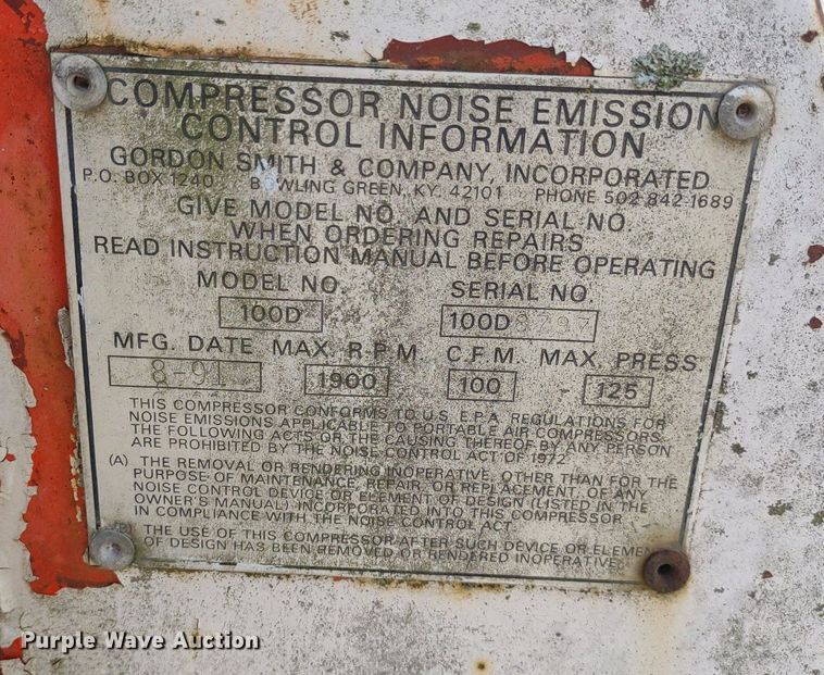 image for item LL9210 Gordon Smith 100D  air compressor