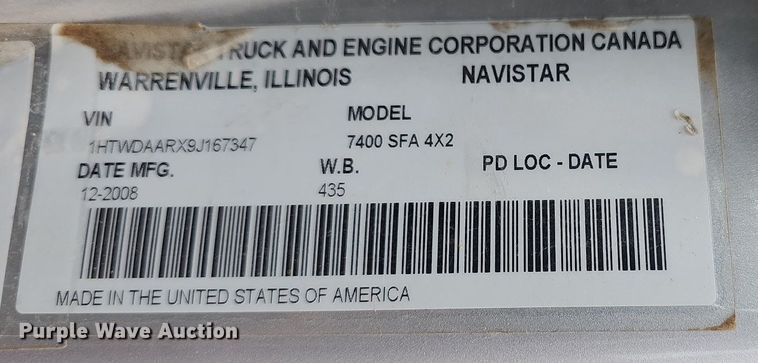 image for item LW9625 2009 International WorkStar 7400  dump truck