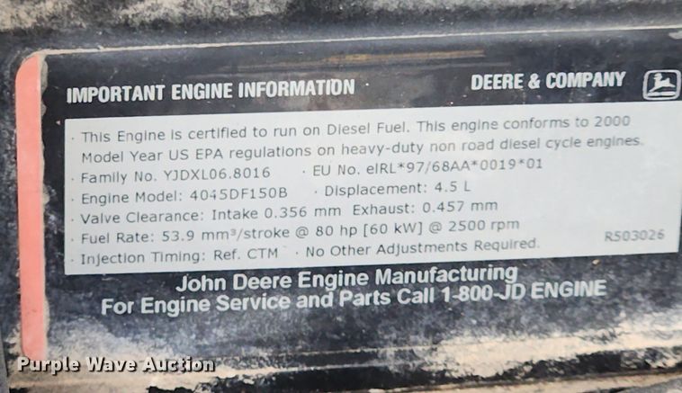 image for item LX9572 2000 Atlas Copco XAS96  air compressor