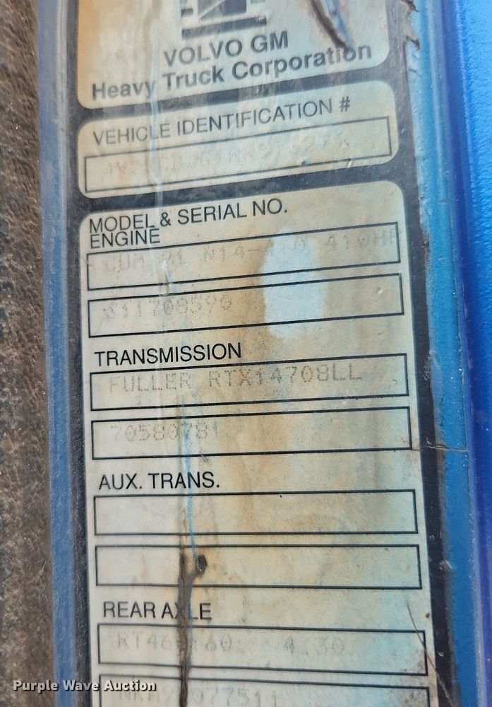 image for item LX9574 1994 White GMC Autocar  dump truck