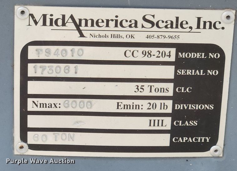 image for item LX9577 MidAmerica Scale TS4010  scale