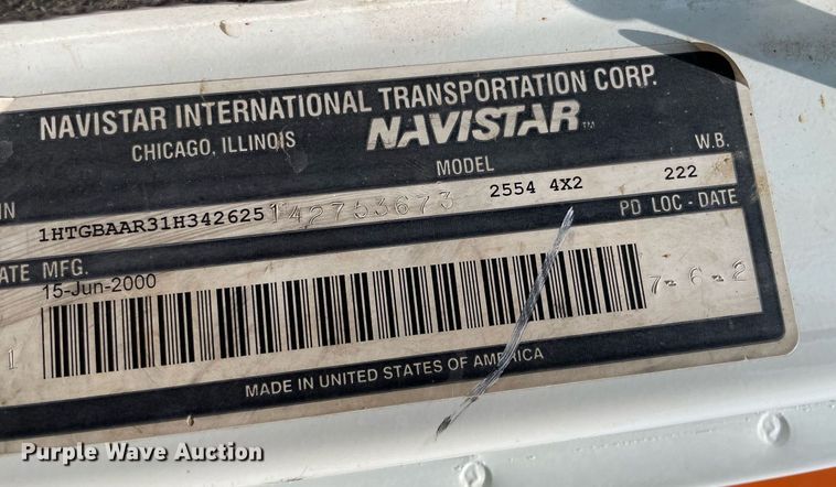 image for item LY9731 2001 International 2554  sewer jetter truck