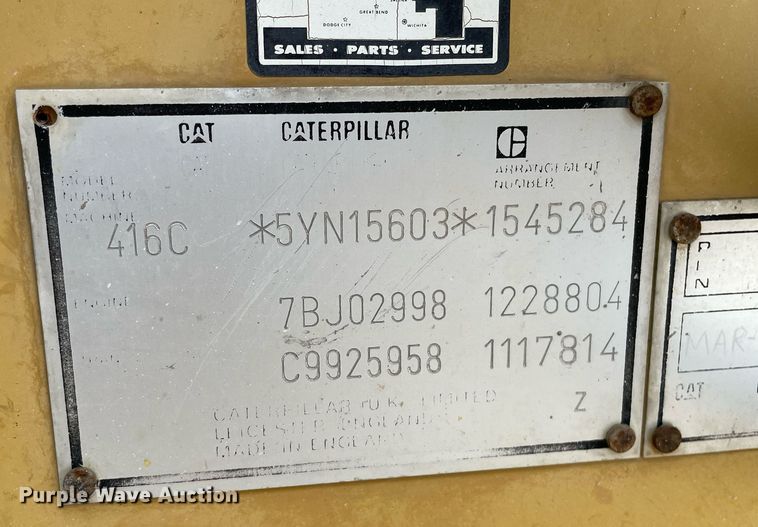 image for item LY9755 1999 Caterpillar 416C  backhoe