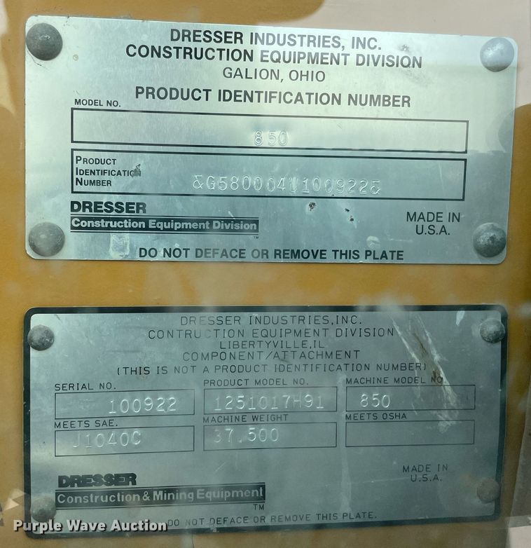 image for item LY9757 1989 Dresser 850  motor grader