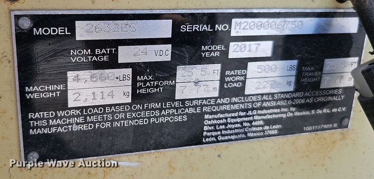 image for item MD9812 2017 JLG 2632ES  scissor lift
