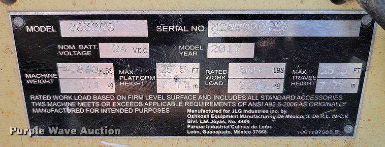 image for item MD9812 2017 JLG 2632ES  scissor lift