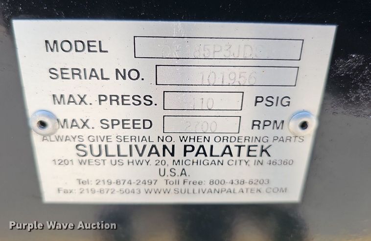 image for item MD9822 Sullivan Palatek DF185P3JDSB  air compressor
