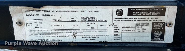 image for item MG9010 2017 Generac MLT6S  light plant