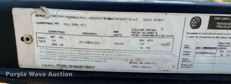 image for item MG9013 2017 Generac MLT6S  light plant