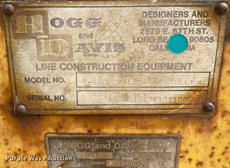 image for item MG9916 1985 Hogg And Davis P120  reel trailer