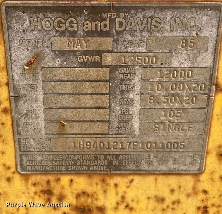 image for item MG9916 1985 Hogg And Davis P120  reel trailer