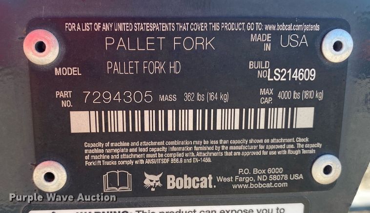 image for item MG9927 Bobcat Pallet Fork HD  skid steer forks