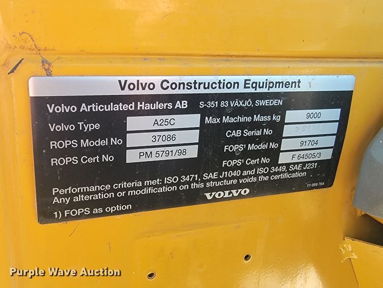 image for item ML9383 Volvo A25C  haul truck