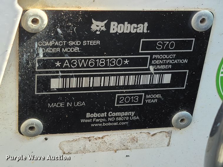 image for item ML9445 2013 Bobcat S70  skid steer loader