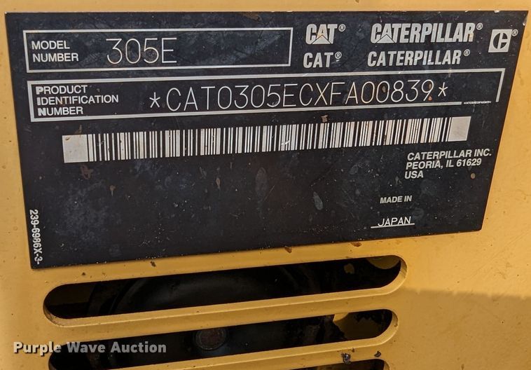 image for item MO9038 2012 Caterpillar 305ECR  mini excavator