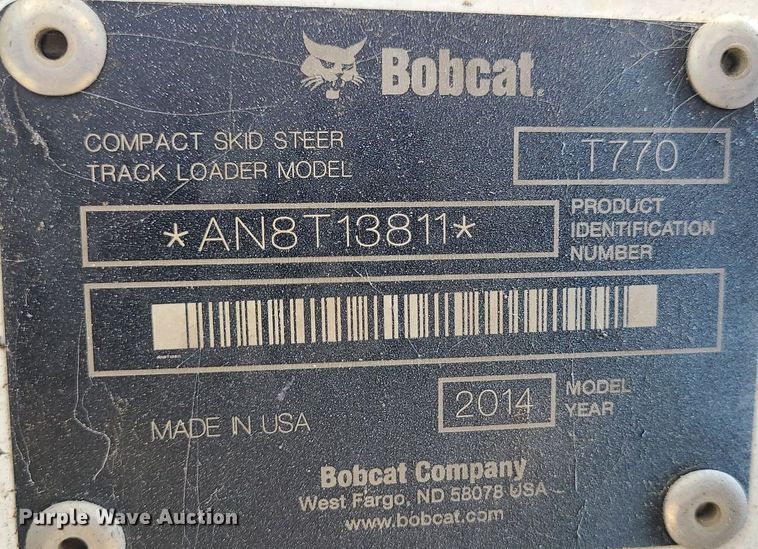 image for item MO9856 2014 Bobcat T770  tracked skid steer loader
