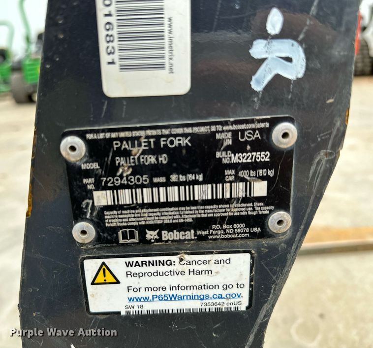 image for item OG9070 Bobcat Pallet Fork HD  skid steer forks