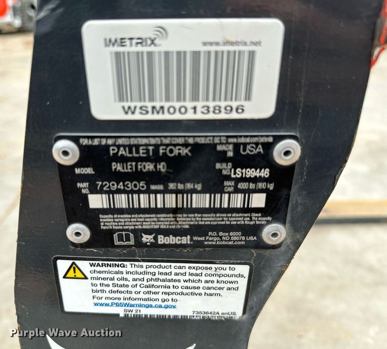 image for item OG9071 Bobcat Pallet Fork HD  skid steer forks