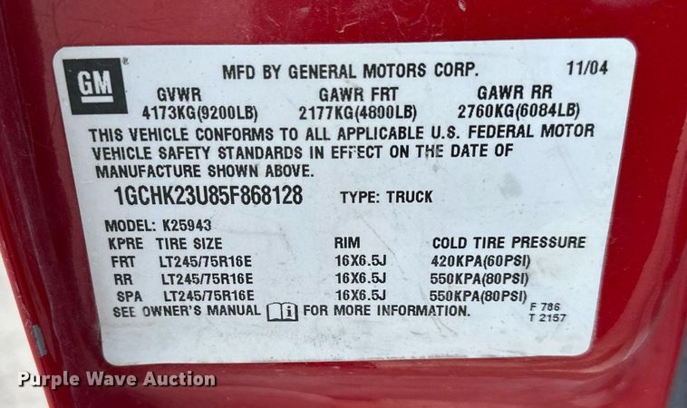 image for item DO4961 2005 Chevrolet Silverado 2500HD  Crew Cab pickup truck