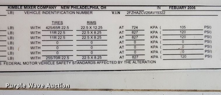 image for item HY9022 2006 Sterling LT9500  ready mix truck