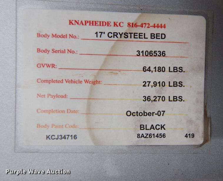 image for item DK1858 2008 Sterling LT9500  dump truck