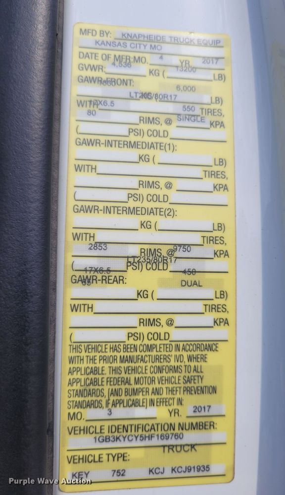 image for item DK1859 2017 Chevrolet Silverado 3500HD  dump flatbed pickup truck