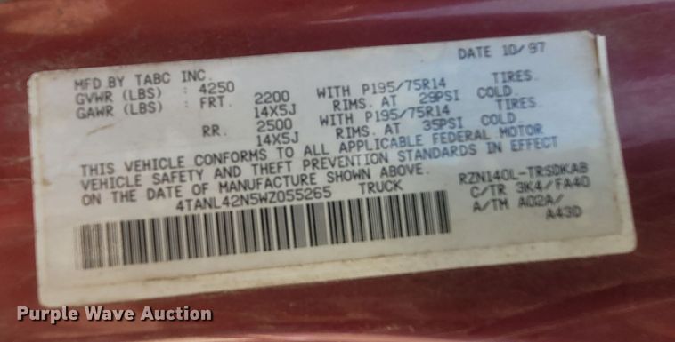 image for item DK1864 1998 Toyota Tacoma  pickup truck