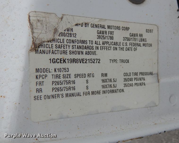 image for item DK1871 1997 Chevrolet K1500  Ext. Cab pickup truck