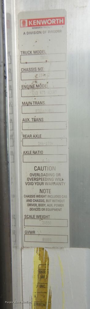 image for item DK1898 2006 Kenworth T800  dump truck