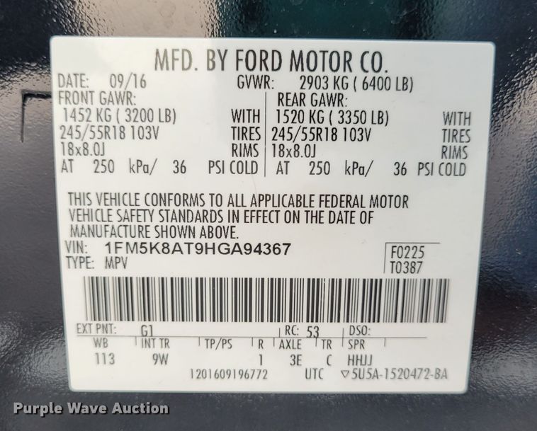 image for item DK1915 2017 Ford Explorer Police Interceptor  SUV