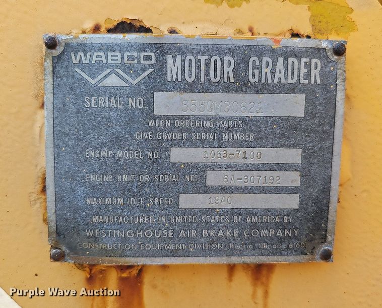 image for item DO2684 1974 Wabco 555  rigid frame motor grader