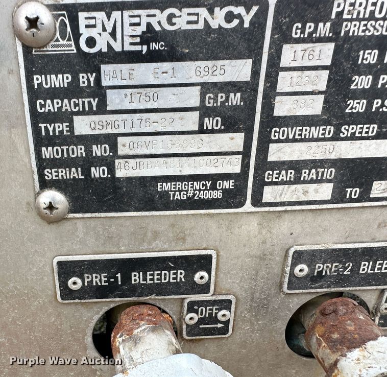 image for item DO5002 1989 Emergency One  pumper fire truck