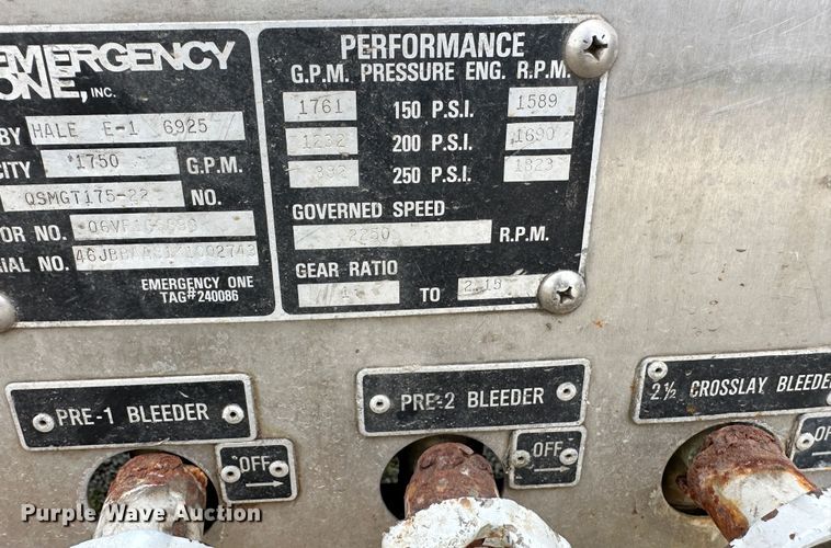 image for item DO5002 1989 Emergency One  pumper fire truck