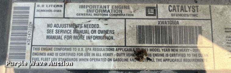 image for item DP0481 2003 Chevrolet Silverado 2500HD  utility bed pickup truck