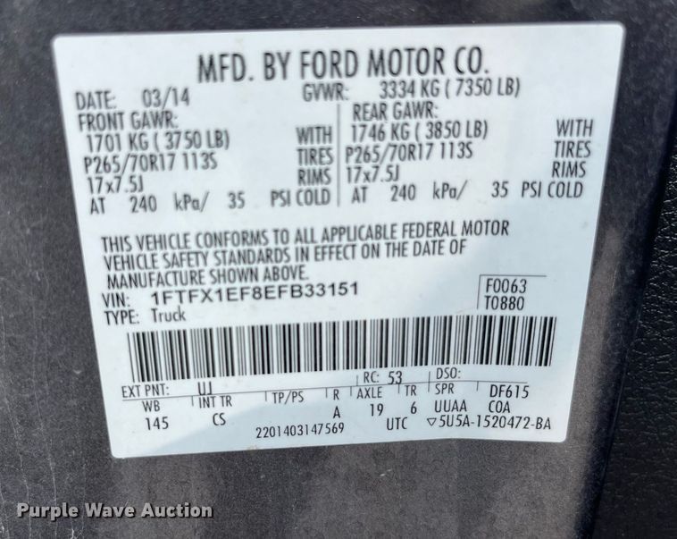 image for item DP0486 2014 Ford F150 XL  SuperCab pickup truck