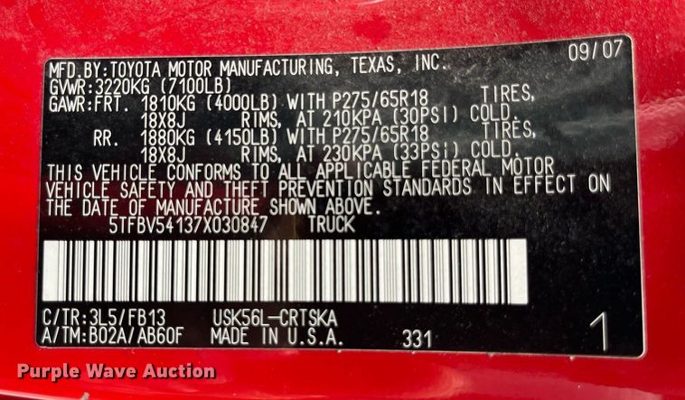 image for item DP0487 2007 Toyota Tundra  Double Cab pickup truck